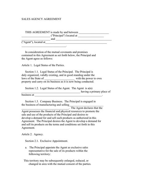 sales agency agreement.